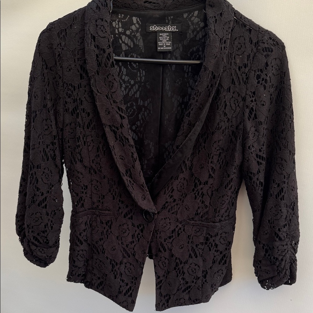 Stooshy Women's Black Lace Blazer